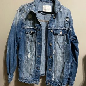 Distressed denim jacket